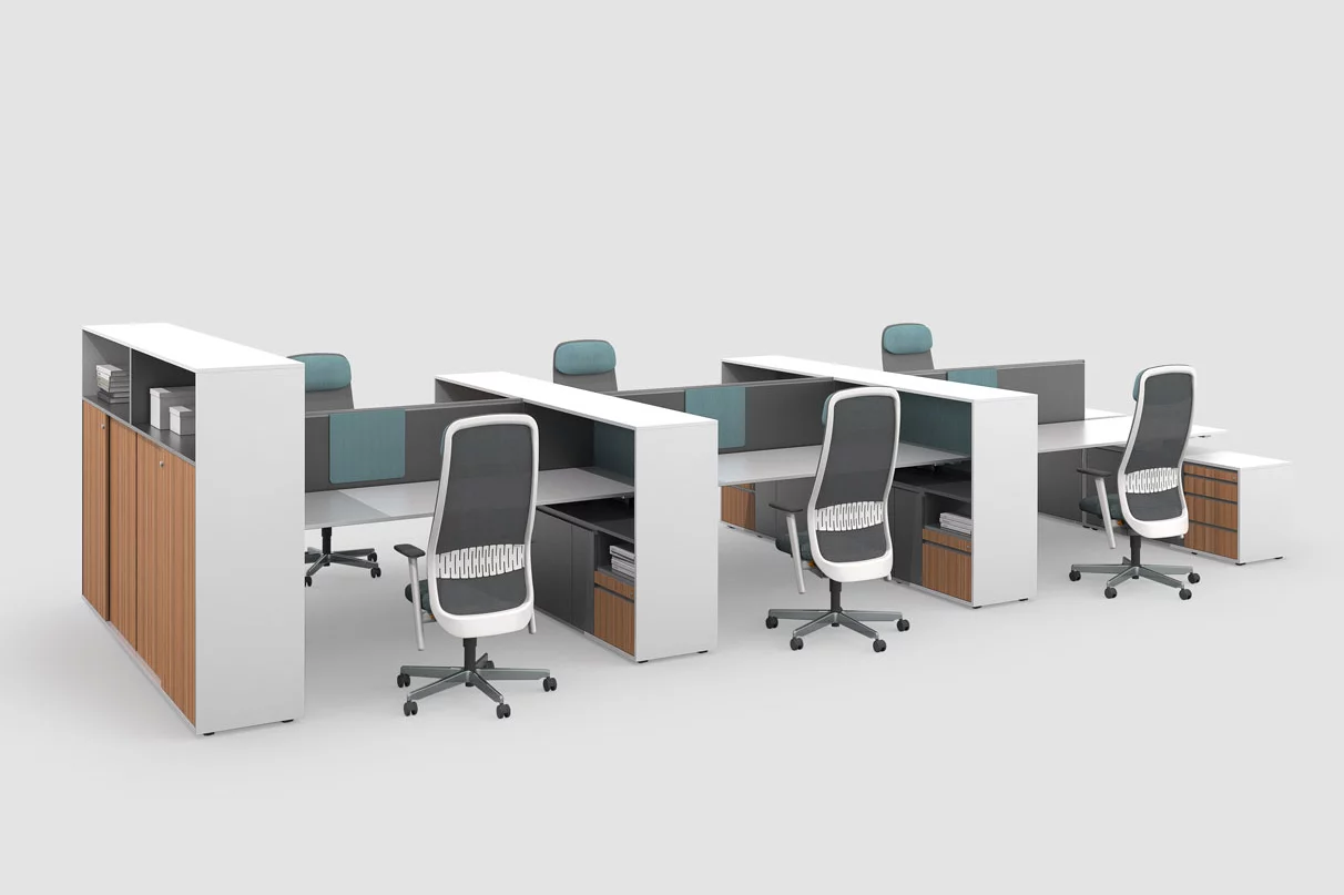 CUBE_s,  Arbeitsplatzsystem Sitzhöhe höheneinstellbar, Bene Büromöbel, Bild 1