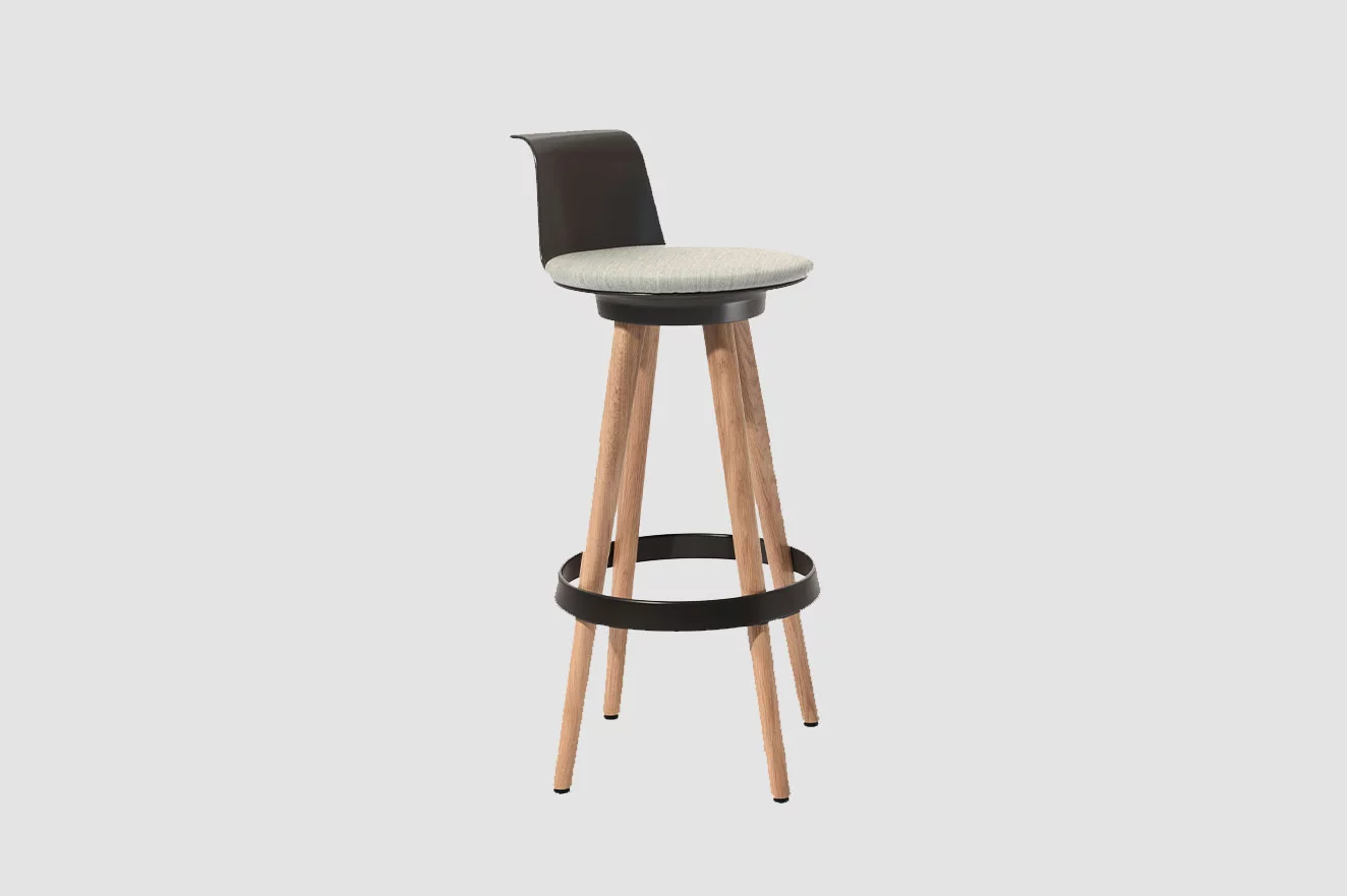 TIMBA Stool high, 4 leg Upholstered Bar stool, Bene Office furniture, Image 1