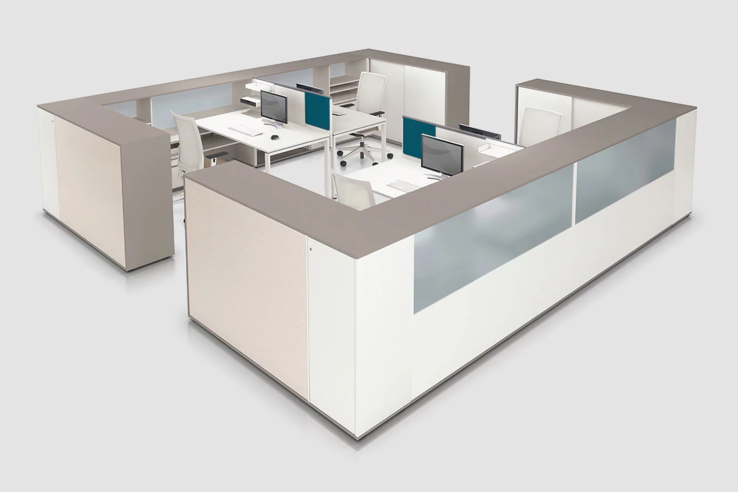 CUBE_s, Arbeitsplatzsystem Sitzhöhe höheneinstellbar, Bene Büromöbel, Bild 2